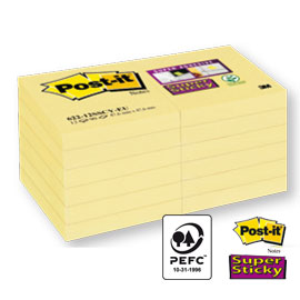 Blocco 90foglietti post-it®super sticky giallo canary™ 47,6x47,6mm 622-12ss-cy