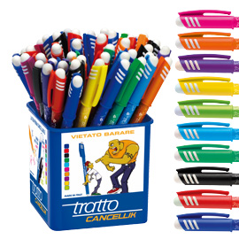 Barattolo 50 penna sfera cancellabile cancellik 1,0mm col. Assortiti tratto