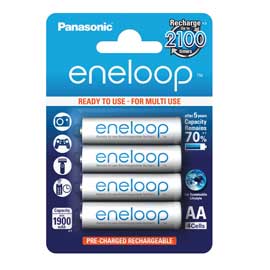 Blister 4 stilo ricaricabili eneloop aa panasonic