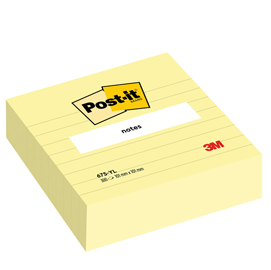 Blocco 300 foglietti post it  super sticky - 675yl - a righe - 100 x 100 mm - giallo canary - post it