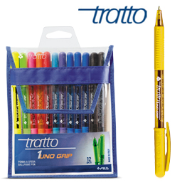 Busta 12 penna sfera tratto 1grip 1,0mm colori assortiti