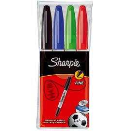 Busta 4 marcatore sharpie permanent 1mm nero blu rosso e verde