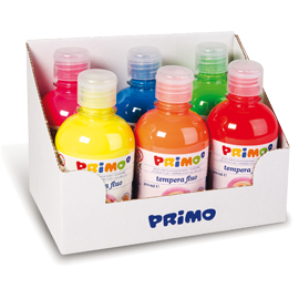 Box 6 tempera fluo 300ml colori assortiti primo
