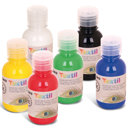 Box 6 colori assortiti 125ml per tessuti primo