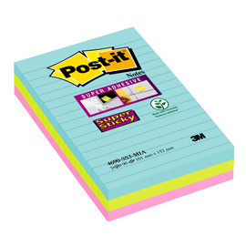 Blocco 90 foglietti post-it®super sticky righe 101x152mm 4690-ss3mia col.miami