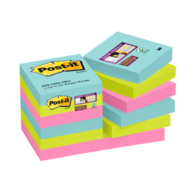 Blocco 90foglietti post-it®super sticky 47,6x47,6mm 622-12ss-mia colori miami