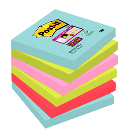 Blocco 90foglietti post-it®super sticky 76x76mm 654-6ss-mia colori miami
