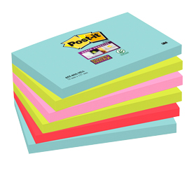 Blocco 90foglietti post-it®super sticky 76x127mm 655-6ss-mia colori miami