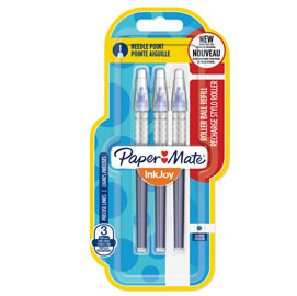 Blister 3 refill inkjoy roller liquid stick 0,5mm blu papermate