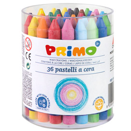 Barattolo 36 pastelli a cera jumbo Ø10,5mm 100mm primo
