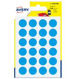 Blister 168 etichetta adesiva tonda psa blu Ø15mm avery
