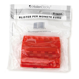 Blister 20 portamonete in pvc 5cent rosso