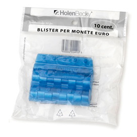 Blister 20 portamonete in pvc 10cent blu