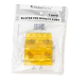 Blister 20 portamonete in pvc 1euro giallo