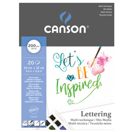 Blocco lettering mix media 24x32 cm 30 fg. 200 gr. Canson