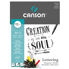 Blocco lettering marker 24x32 cm 30 fg. 180 gr. Canson