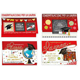 Biglietto laurea c/rifiniture oro kartos