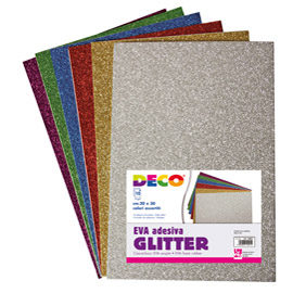 Busta 10 fogli 20x30cm gomma crepp glitter colori assortiti cwr