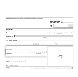 Blocco ricevute pagamento attivita' sportive 50/50copie autoric. Se1625800 sempe