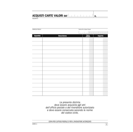 Blocco distinta acquisto carte valori 50/50 copie autoric. Se1649c0000 semper