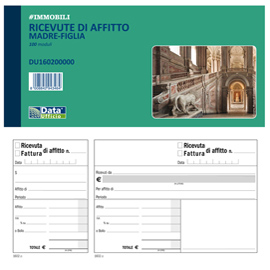 Blocco 100 ricevute/fatture di affitto madre-figlia - 10x21,5cm - du160200000 - data ufficio