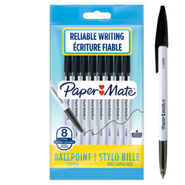 Busta 8 penne a sfera con cappuccio papermate 045 punta 1,0mm nero