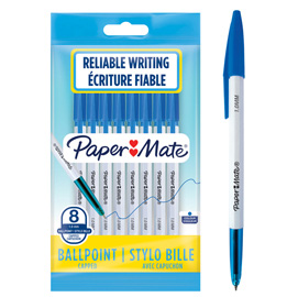 Busta 8 penne a sfera con cappuccio papermate 045 punta 1,0mm blu