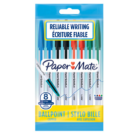 Busta 8 penne a sfera con cappuccio papermate 045 punta 1,0mm colori assortiti