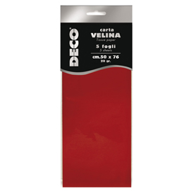 Busta 5 fogli carta velina 20gr 50x76cm rosso cwr