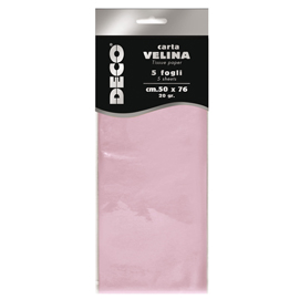 Busta 5 fogli carta velina 20gr 50x76cm rosa cwr
