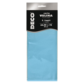 Busta 5 fogli carta velina 20gr 50x76cm azzurro cwr
