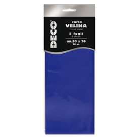Busta 5 fogli carta velina 20gr 50x76cm blu cwr