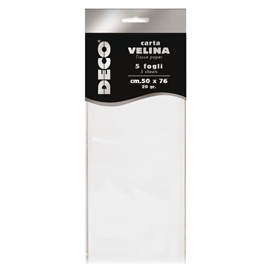 Busta 5 fogli carta velina 20gr 50x76cm bianco perlescente cwr