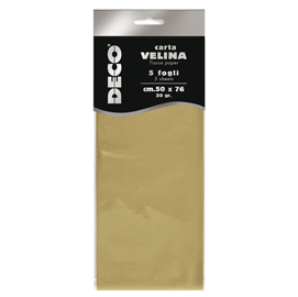 Busta 5 fogli carta velina 20gr 50x76cm oro perlescente cwr