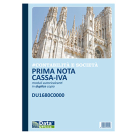 Blocco prima nota cassa - iva - 50/50 copie autoricalcanti - 29,7x21,5cm - du1680c0000 - data ufficio