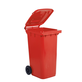 Bidone carrellato 240lt rosso per raccolta differenziata