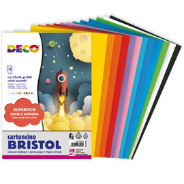 Busta di carta bristol - 25 x 35 cm - colori assortiti - 15 fogli - deco