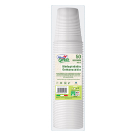 Bicchieri biodegradabili - mater-bi - 200 ml - avorio - dopla - conf. 50 pezzi