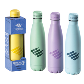 Borraccia termica colorosa pastel - 500 ml - acciaio inox - colori assortiti - riplast