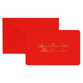 Biglietto natale con busta - 9 x 14 cm - stampa oro - rosso - sadoch