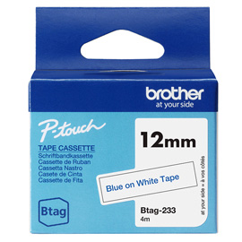 Brother - nastro -  blu/bianco - btag233 - 12mm x 4mt