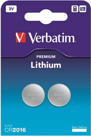 Blister 2 micropile a pastiglia cr2016 litio 3v verbatim