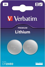 Blister 2 micropile a pastiglia cr2450 litio 3v verbatim