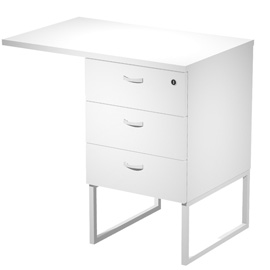 Cassettiera essence - 3 cassetti - con supporto metal e top - 41,5 x 49,5 x 57,6 cm - bianco/bianco - artexport