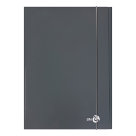 Cartella 3 lembi con elastico - a4 - dorso piatto - grigio scuro - bm