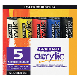 Colore acrilico fine graduate - 120 ml - colori assortiti - daler rowney - 5 pezzi