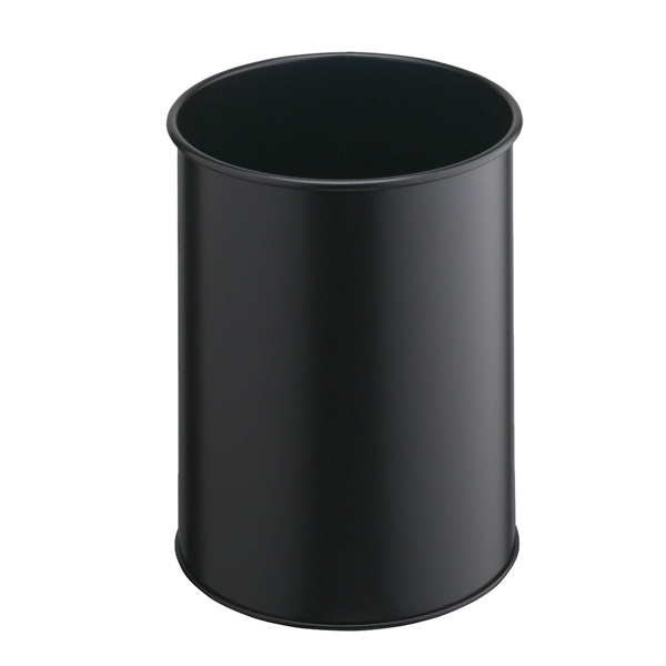 Cestino gettacarte - tondo - metallo - nero - 15 l - durable