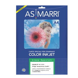 Carta inkjet a4 10fg trasferimento termico x tessuti chiari as marri