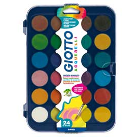 Colori acquerello in 24 colori pastiglie da Ø30mm giotto