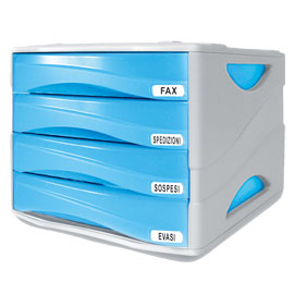 Cassettiera 4 cass. Smile azzurro trasp. Arda